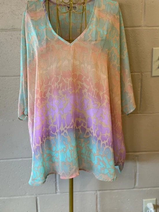 Show Me Your Mumu V-Neck Pastel Ombre Cheetha Print Tunic Size XS - Picture 5 of 11